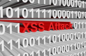 Illustration of a prominent red 'XSS Attack' text amidst binary code.